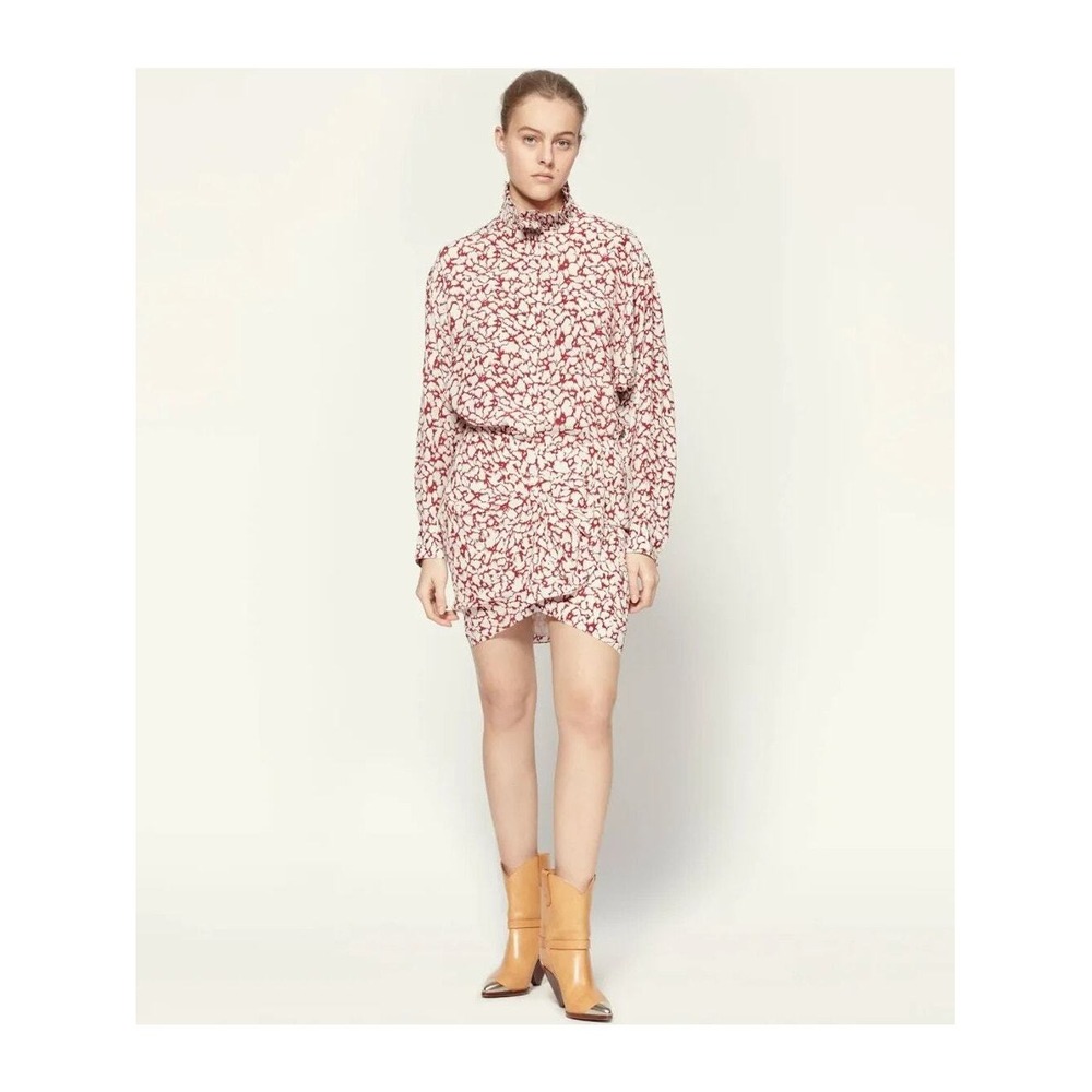 Isabel Marant Etoile Catchelae Shirt Sky Mini Skirt Printed Set Red Small